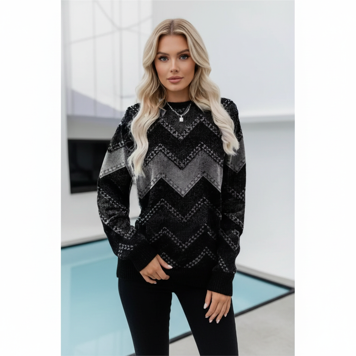 Women’s Printed Crew Neck Jumper | Relaxed Long Sleeve Fit