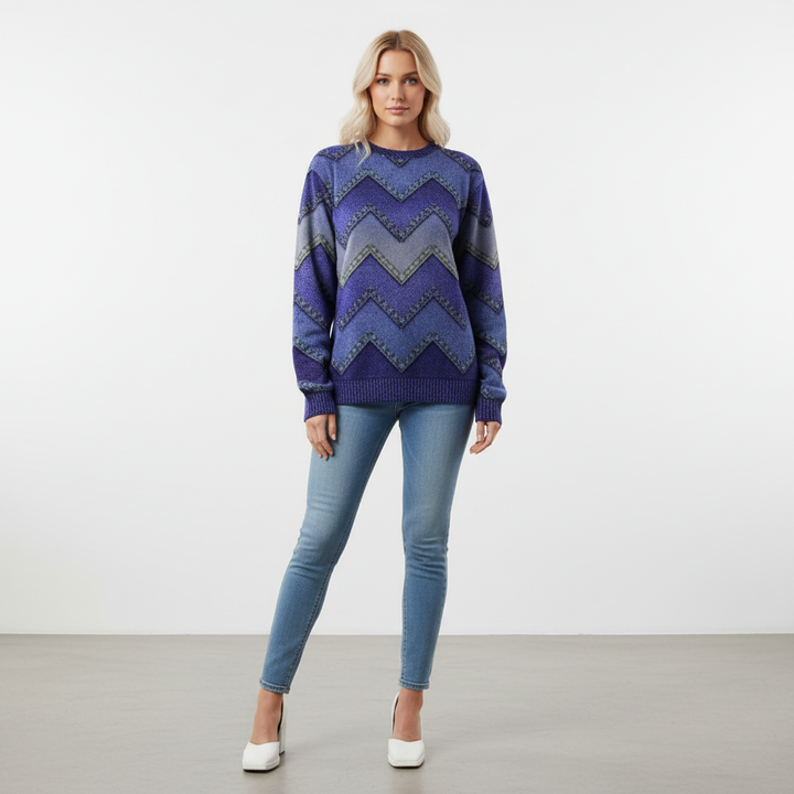 Women’s Printed Crew Neck Jumper | Relaxed Long Sleeve Fit