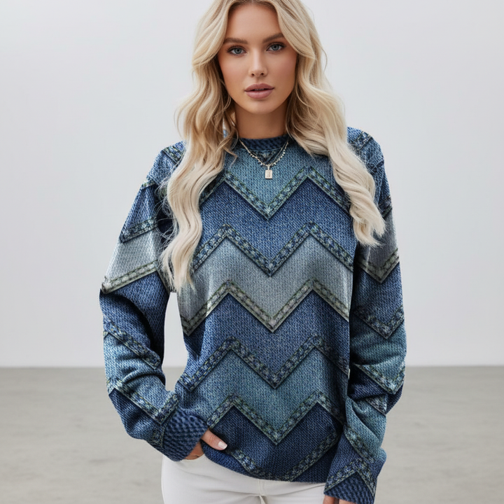 Women’s Printed Crew Neck Jumper | Relaxed Long Sleeve Fit