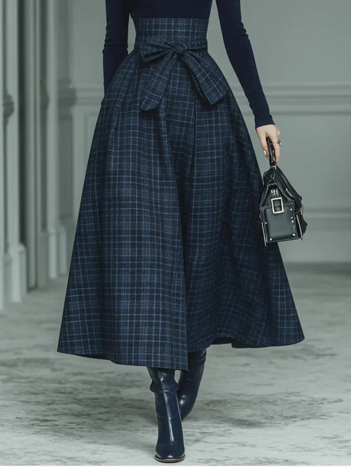 Women's Plaid Two-Piece Set | Turtleneck and Skirt