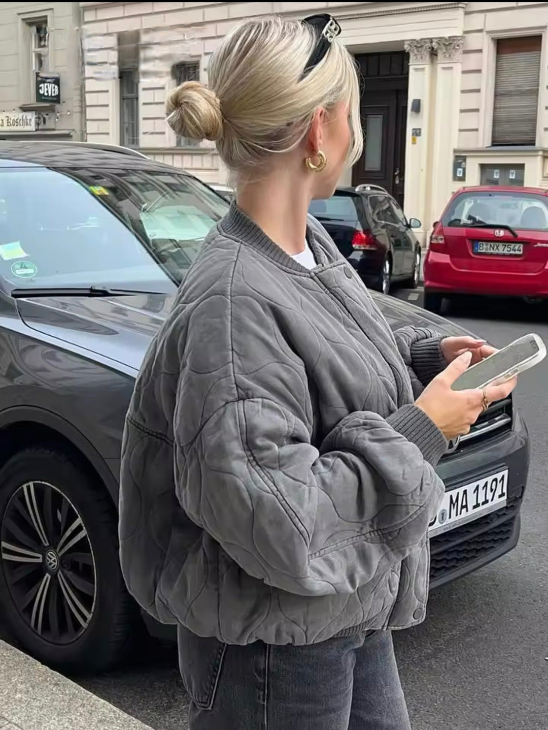 Women's Quilted Bomber Jacket | Oversized