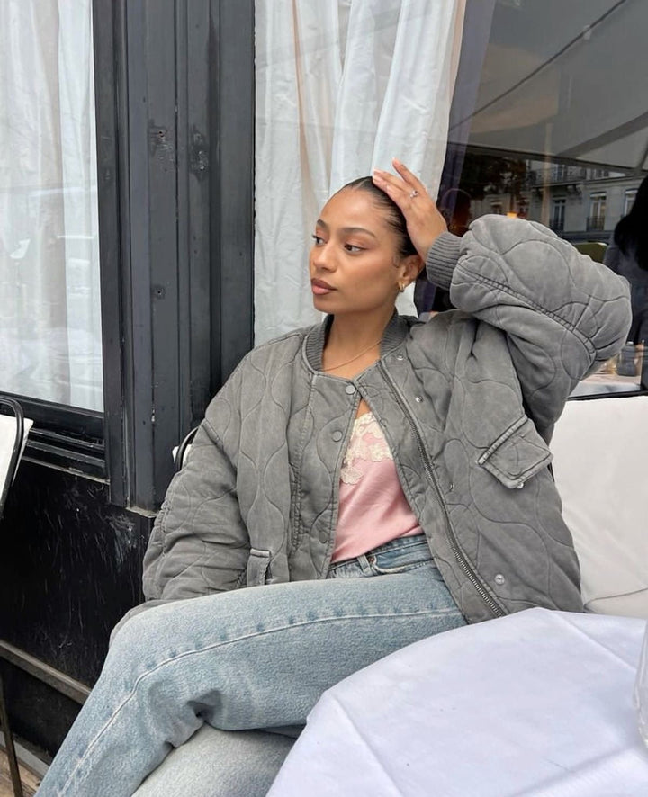 Women's Quilted Bomber Jacket | Oversized