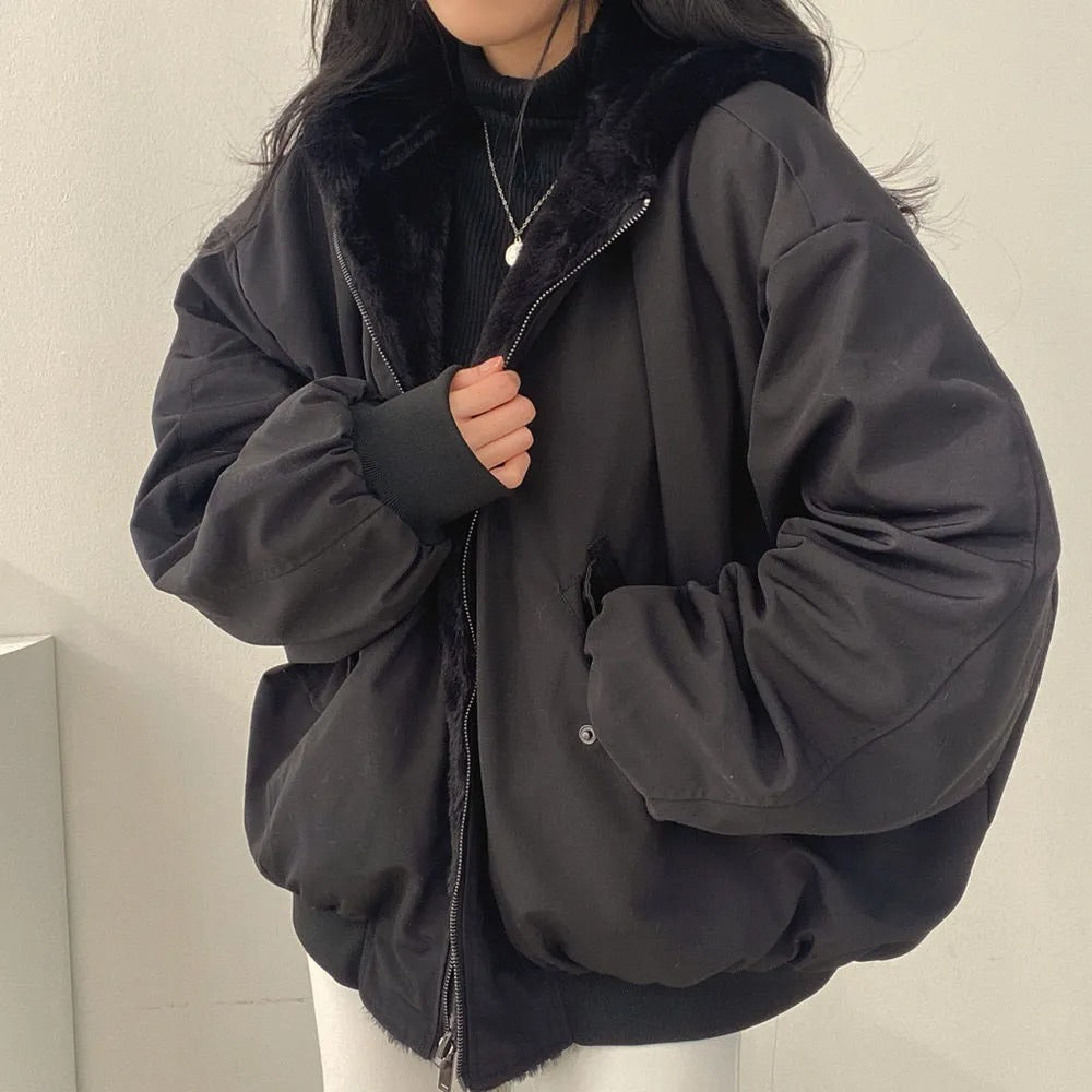 Women's Hooded Zip Up Winter Jacket | Oversized