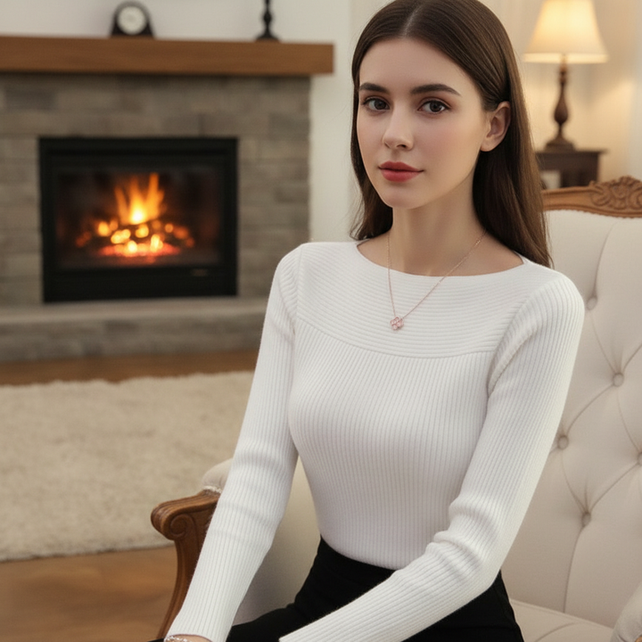 Women’s Ribbed Boat Neck Jumper | Fitted