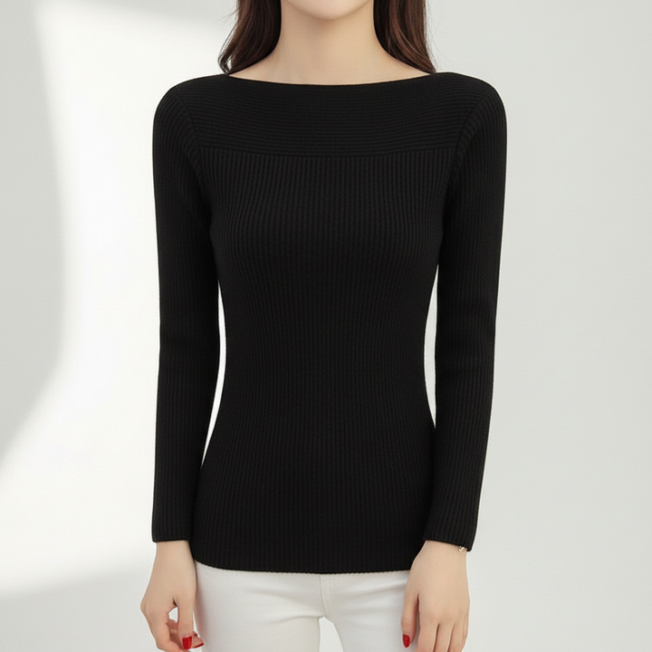 Women’s Ribbed Boat Neck Jumper | Fitted