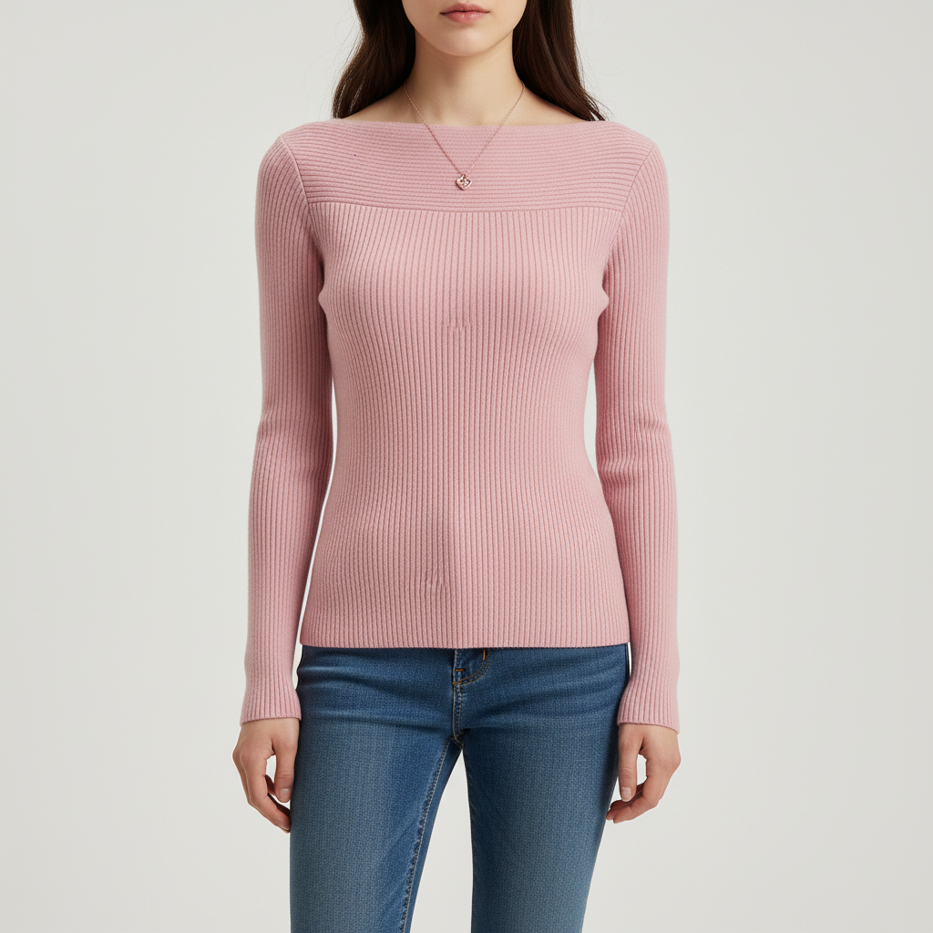 Women’s Ribbed Boat Neck Jumper | Fitted