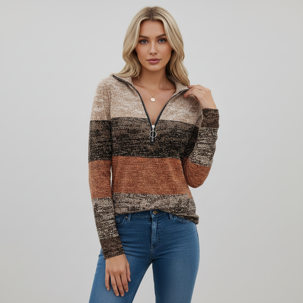 Women’s Printed Quarter Zip Jumper | Autumn
