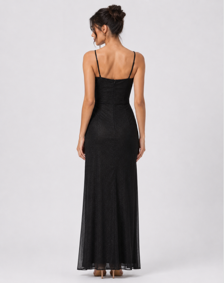 Women's Sparkling Fitted Evening Dress | Maxi