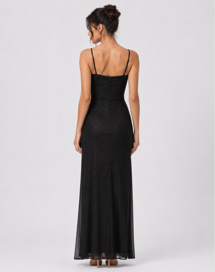 Women's Sparkling Fitted Evening Dress | Maxi