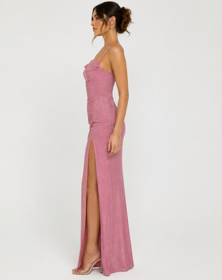 Women's Sparkling Fitted Evening Dress | Maxi