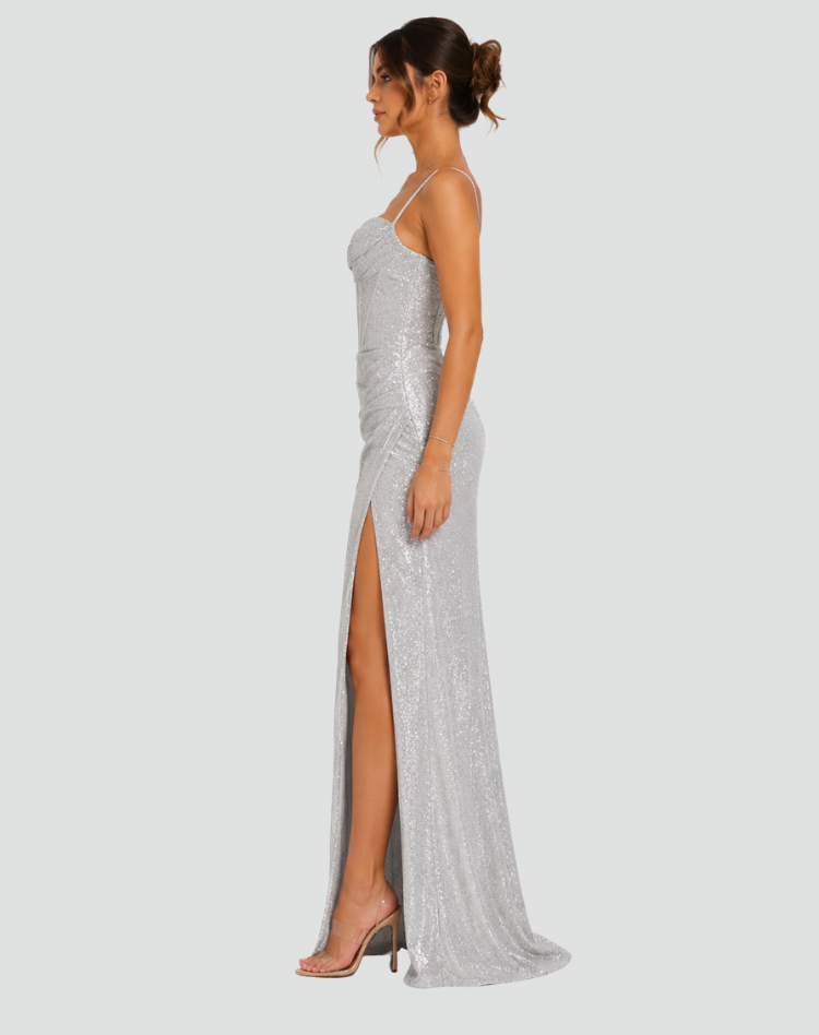 Women's Sparkling Fitted Evening Dress | Maxi