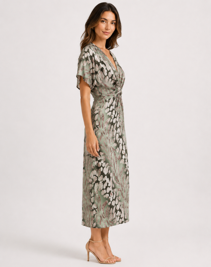 Women's Wedding Guest Wrap Neck Dress | Midi