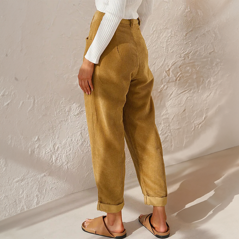 Women's High Waist Textured Staright Leg Pants | Casual