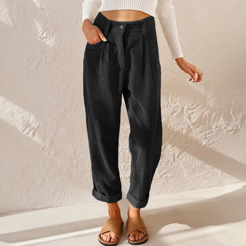 Women's High Waist Textured Staright Leg Pants | Casual