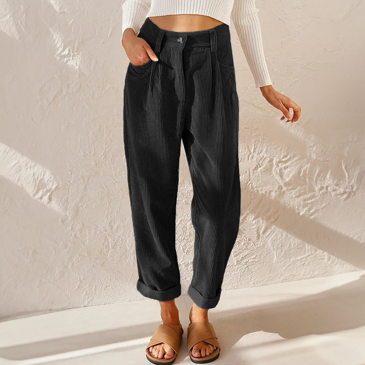 Women's High Waist Textured Staright Leg Pants | Casual