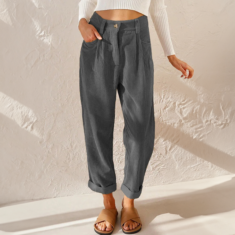 Women's High Waist Textured Staright Leg Pants | Casual