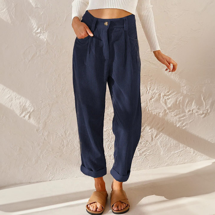 Women's High Waist Textured Staright Leg Pants | Casual