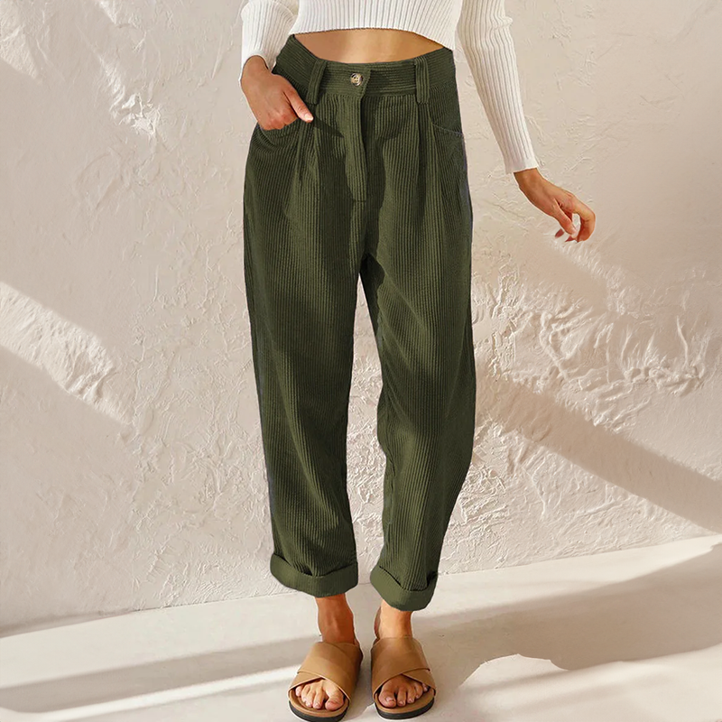 Women's High Waist Textured Staright Leg Pants | Casual