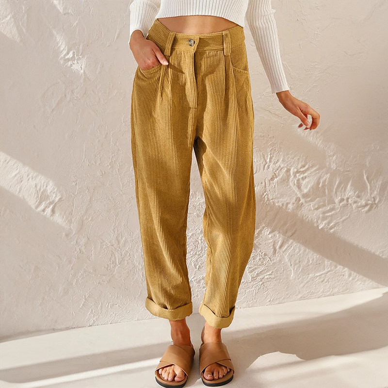Women's High Waist Textured Staright Leg Pants | Casual