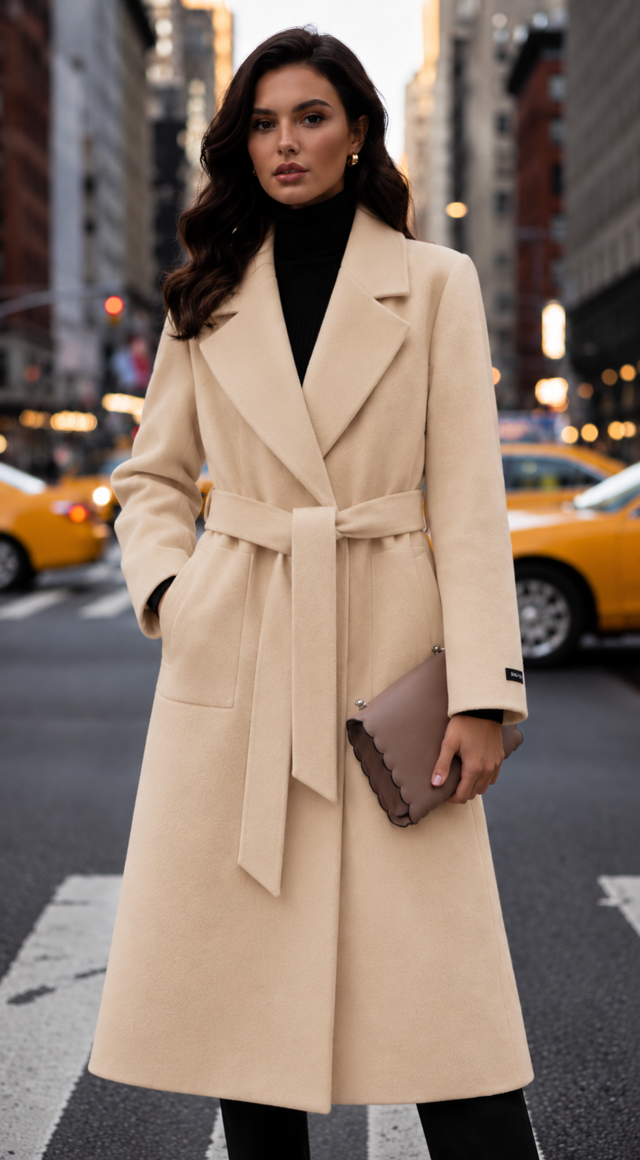 Women’s Tailored Tie-Waist Overcoat | Side Pockets