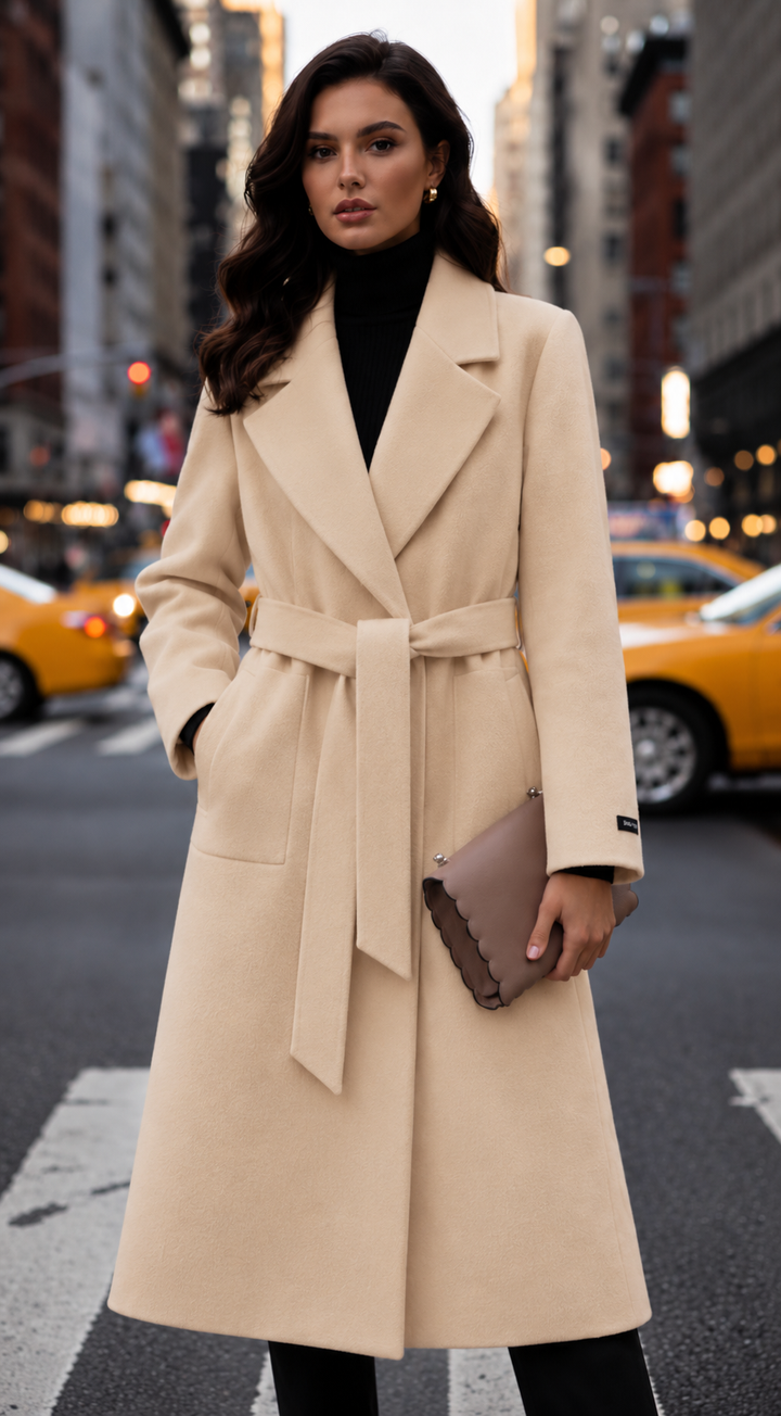 Women’s Tailored Tie-Waist Overcoat | Side Pockets