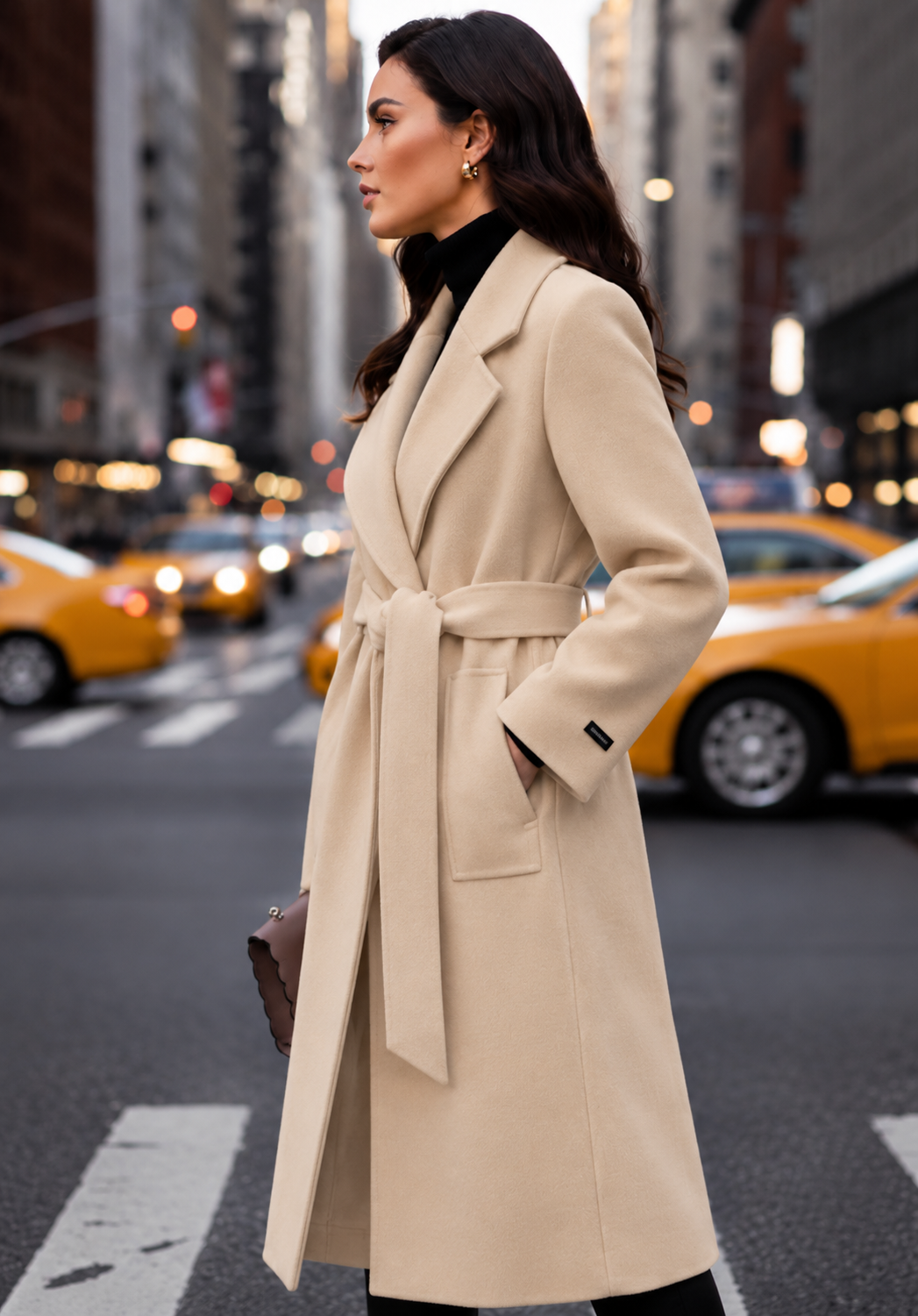 Women’s Tailored Tie-Waist Overcoat | Side Pockets