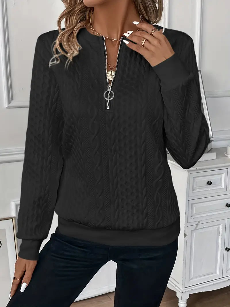 Women's Winter Quarter Zip Knit Jumper | Round Neck