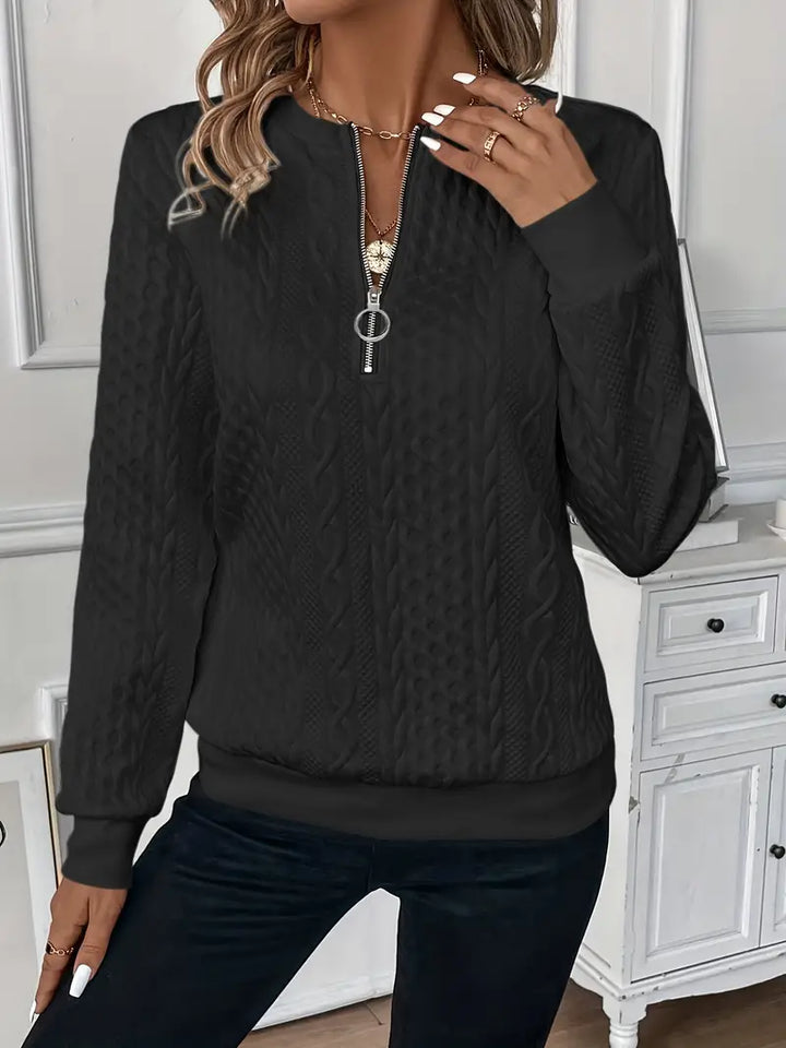 Women's Winter Quarter Zip Knit Jumper | Round Neck