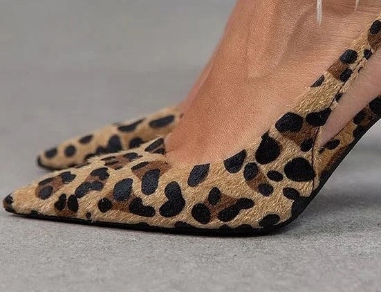 Women's Animal Print Slingback Heels | Pointed Toe