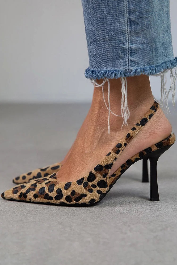 Women's Animal Print Slingback Heels | Pointed Toe