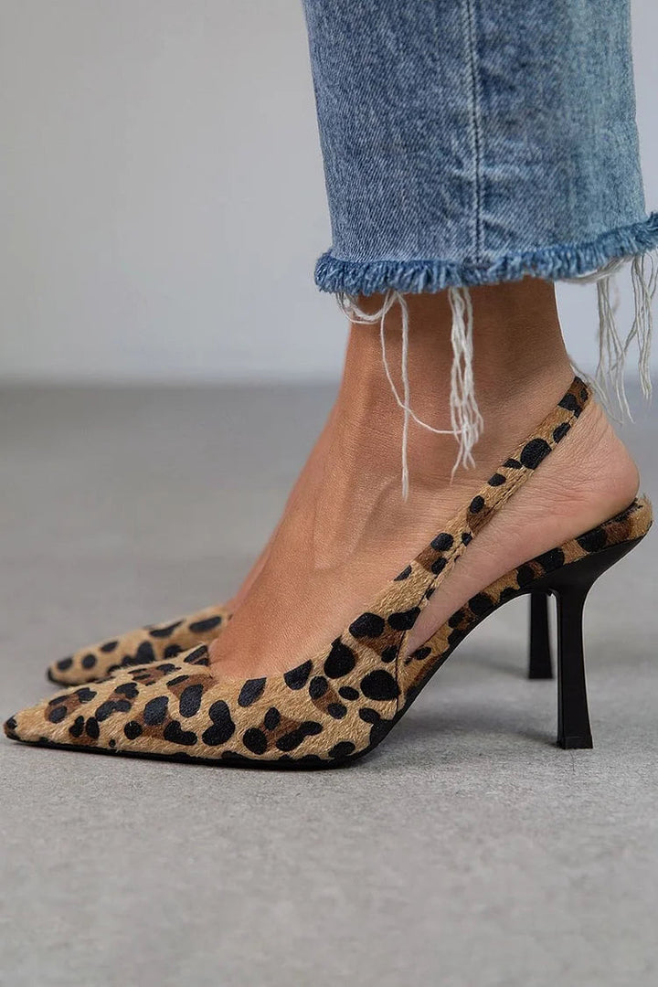 Women's Animal Print Slingback Heels | Pointed Toe
