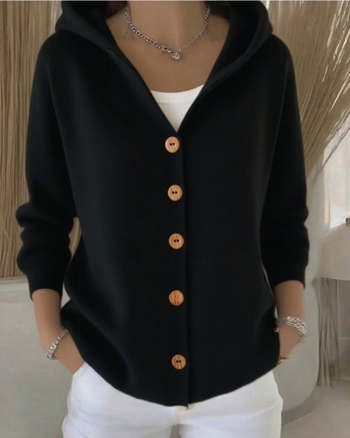 Women’s Button Front Long-Sleeve Cardigan | Hooded