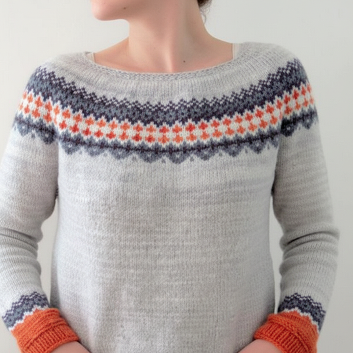 Women’s Printed Crew Neck Jumper | Ribbed Cuffs