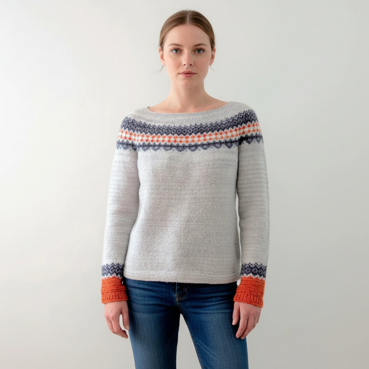 Women’s Printed Crew Neck Jumper | Ribbed Cuffs