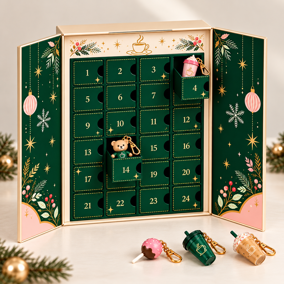 24 Days Mini Coffee Cup Keychains Advent Calendar | Christmas