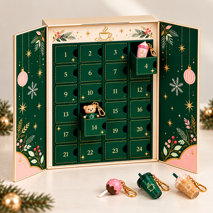 24 Days Mini Coffee Cup Keychains Advent Calendar | Christmas