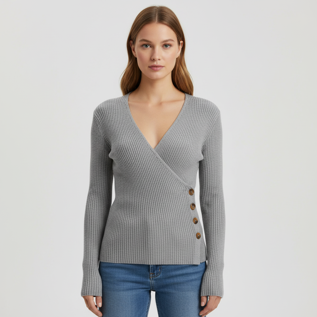 Women’s Ribbed Wrap Jumper | Fitted