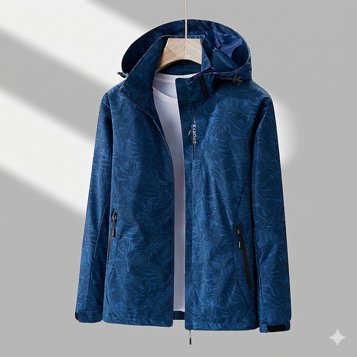 Women's Leaf-Print Windbreaker Jacket | Hooded