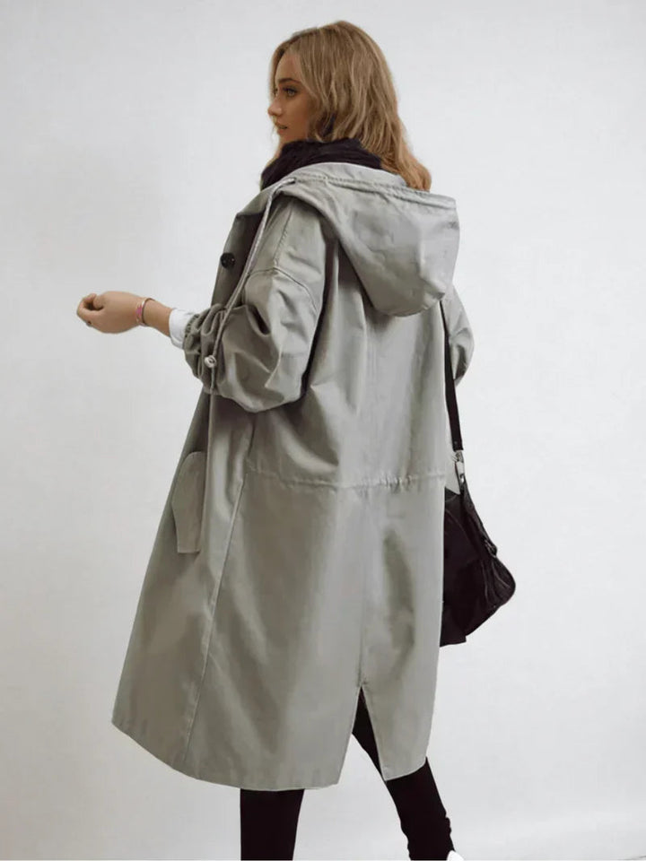 Women's Hooded Button Down Jacket | Long