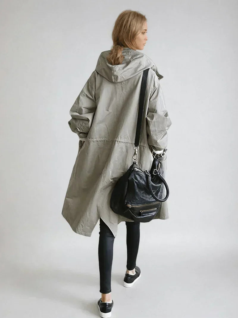Women's Hooded Button Down Jacket | Long
