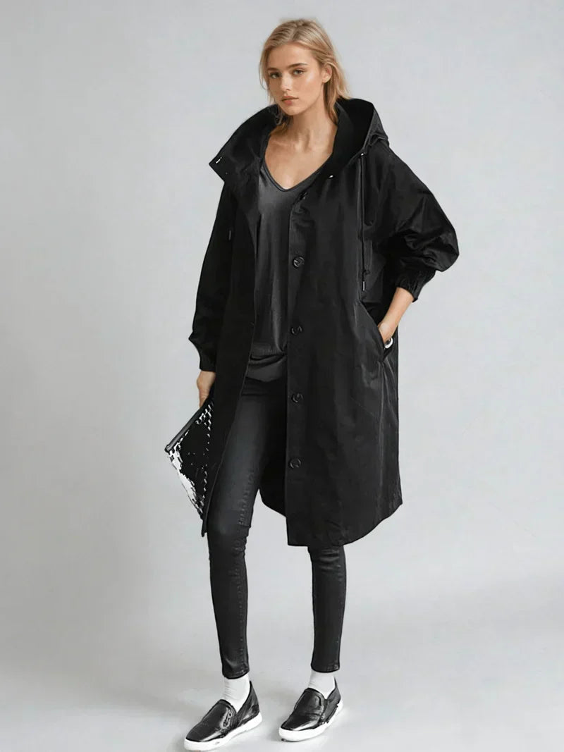 Women's Hooded Button Down Jacket | Long