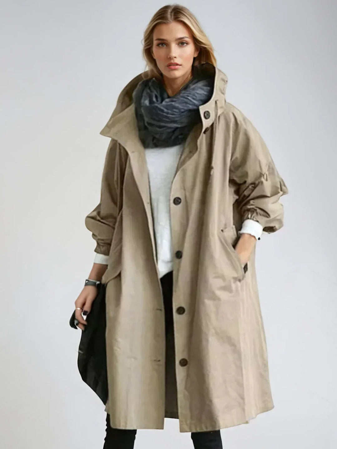 Women's Hooded Button Down Jacket | Long