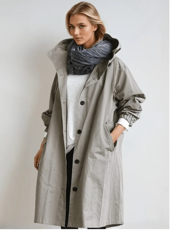 Women's Hooded Button Down Jacket | Long