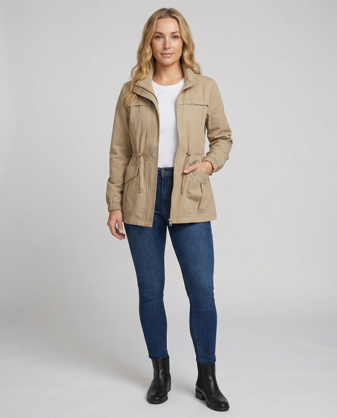 Women's Zipper Jacket | Adjustable Waist
