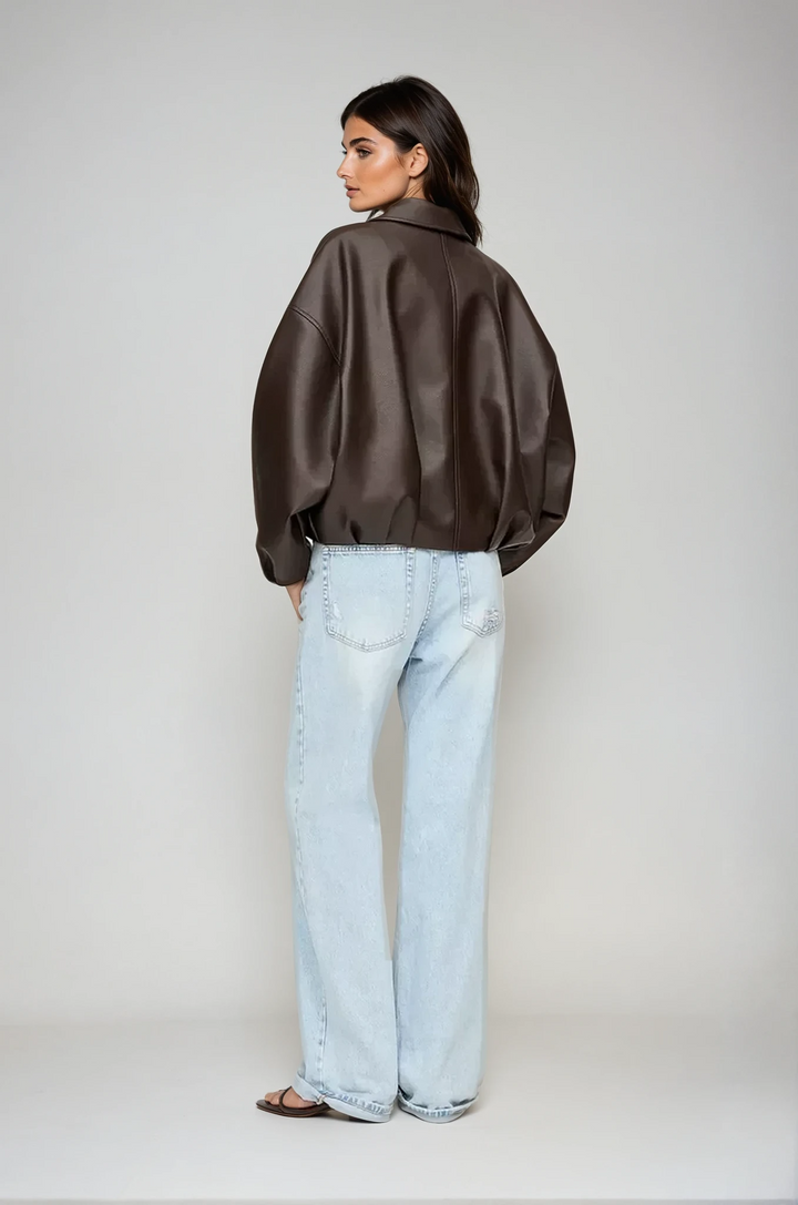 Women’s Oversized Zip-Up Jacket | Belted Waistband