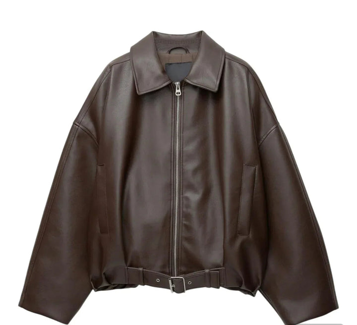 Women’s Oversized Zip-Up Jacket | Belted Waistband