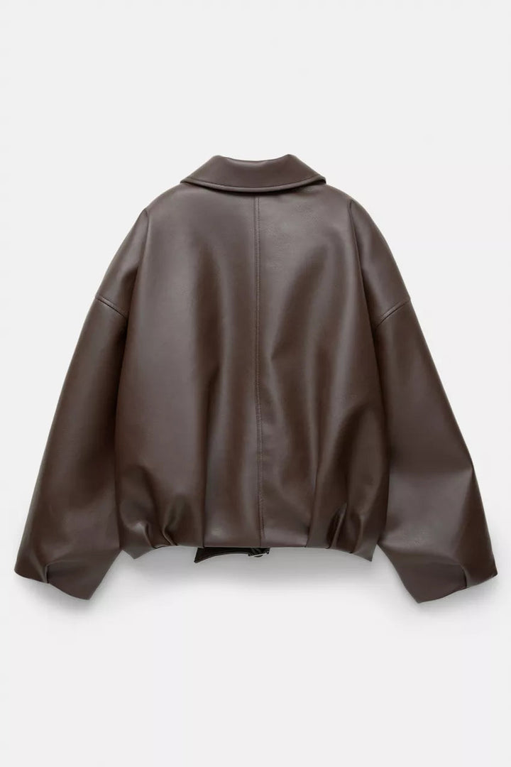 Women’s Oversized Zip-Up Jacket | Belted Waistband