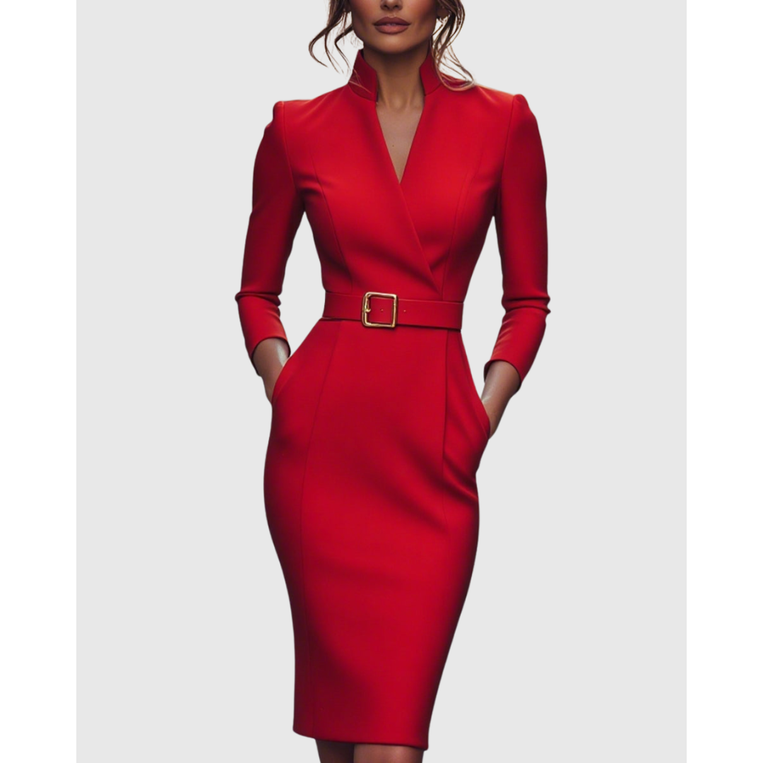 Women's Chique Formal Long Sleeves Blazer Dress | Midi