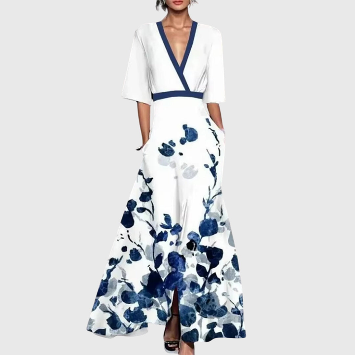 Women's Elegant Spring V-Neck Dress | Maxi