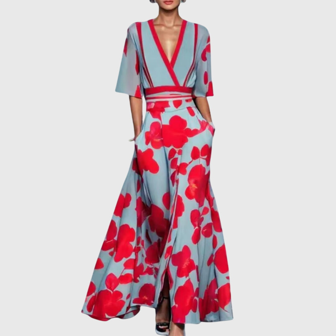 Women's Elegant Spring V-Neck Dress | Maxi